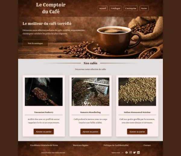 Capture d'écran de la version desktop de la page d'accueil